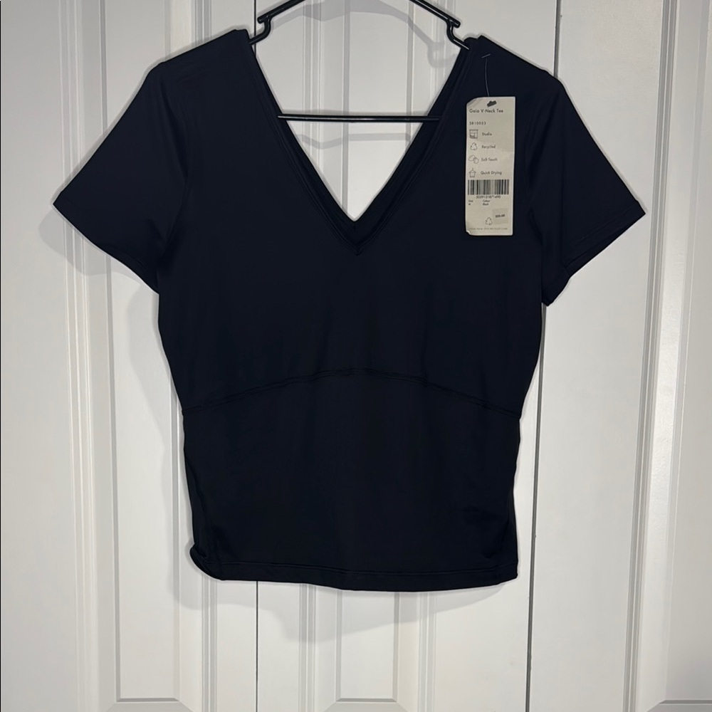 Sweaty Betty Gaia Black V-Neck Short Sleeve Top